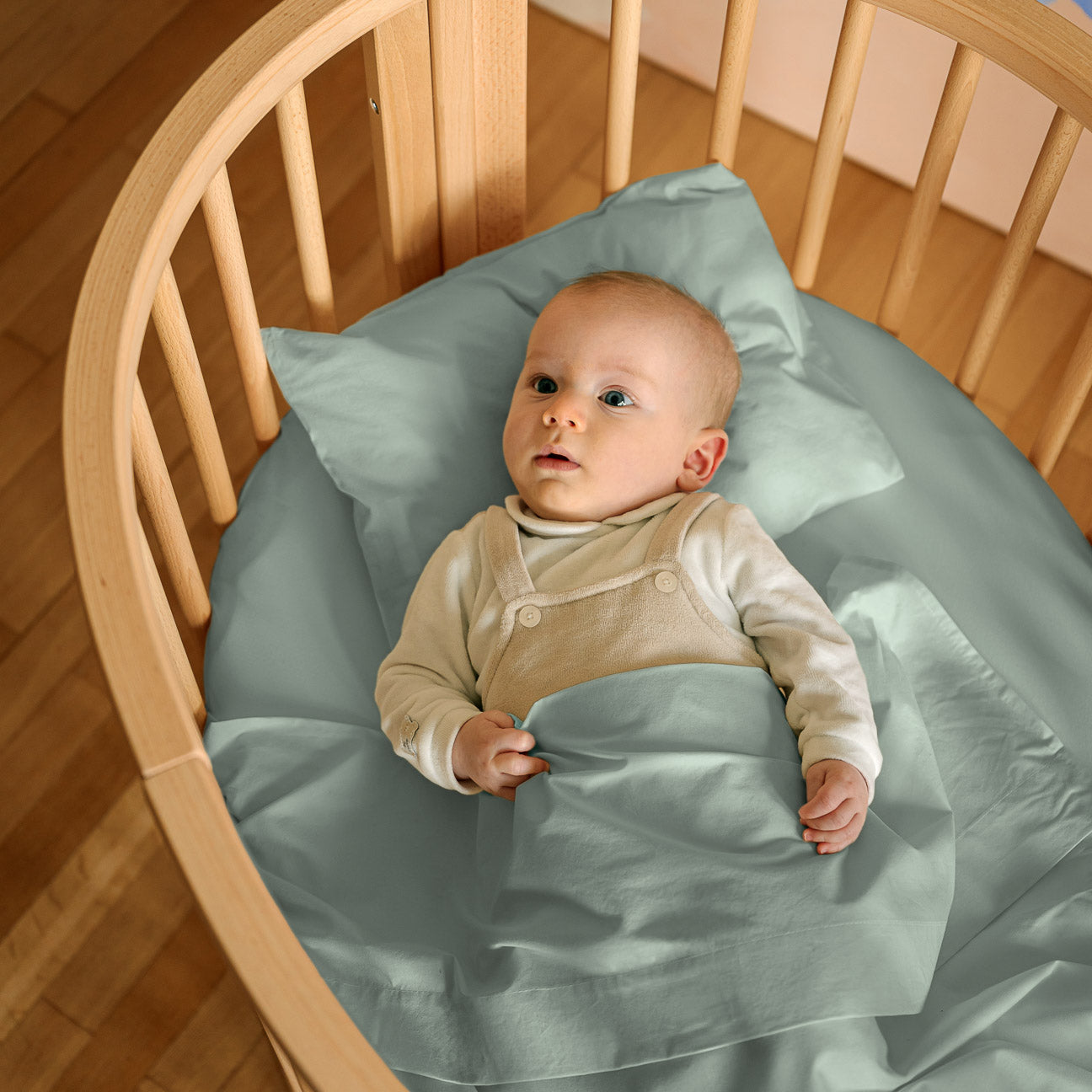Completo lenzuola culla-Kids-Dalfilo-80x110 cm-Salvia-Percalle-Dalfilo IT