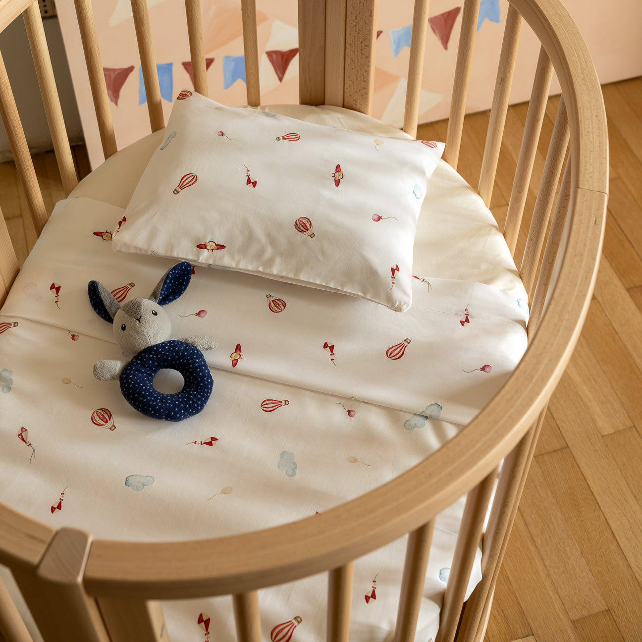 Completo lenzuola culla-Kids-Dalfilo-80x110 cm-Tra le nuvole-Percalle-Dalfilo IT