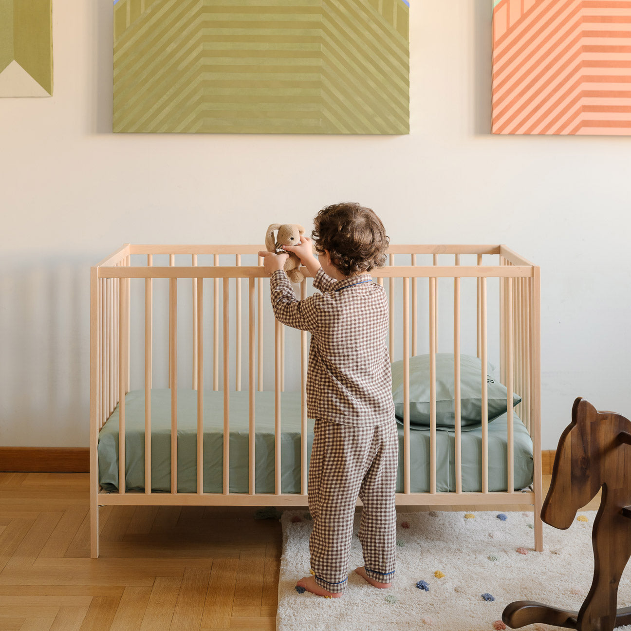 Completo lenzuola lettino-Kids-Dalfilo-60x130 cm-Salvia-Percalle-Dalfilo IT