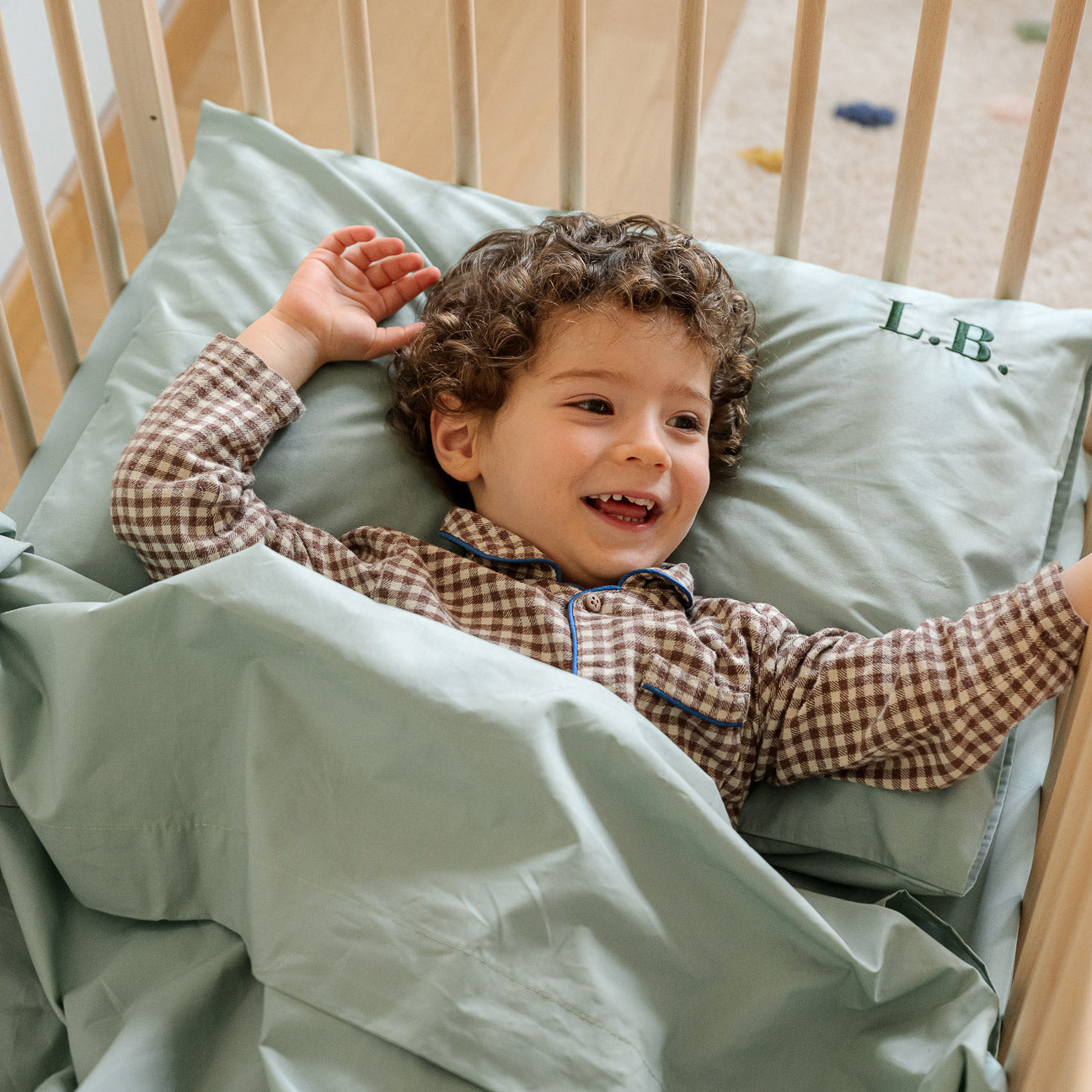 Completo lenzuola lettino-Kids-Dalfilo-60x130 cm-Salvia-Percalle-Dalfilo IT