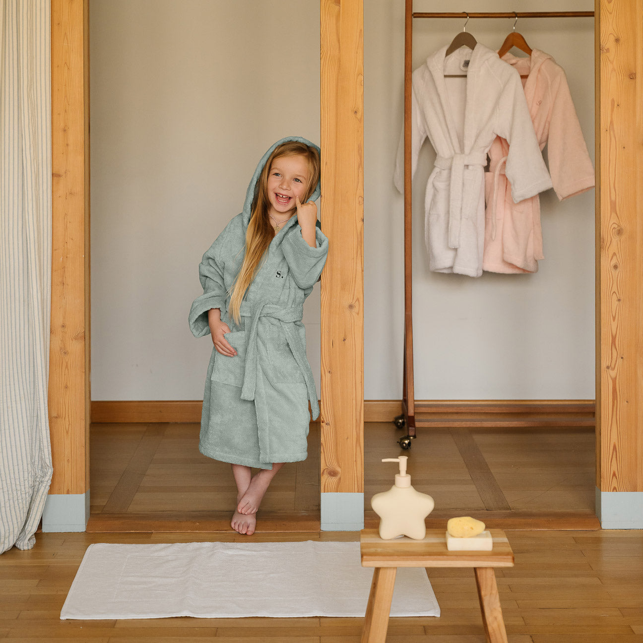 Accappatoio bimbi con cappuccio-Bath-Dalfilo-4-6 anni-Salvia-Cotone classico-Dalfilo IT