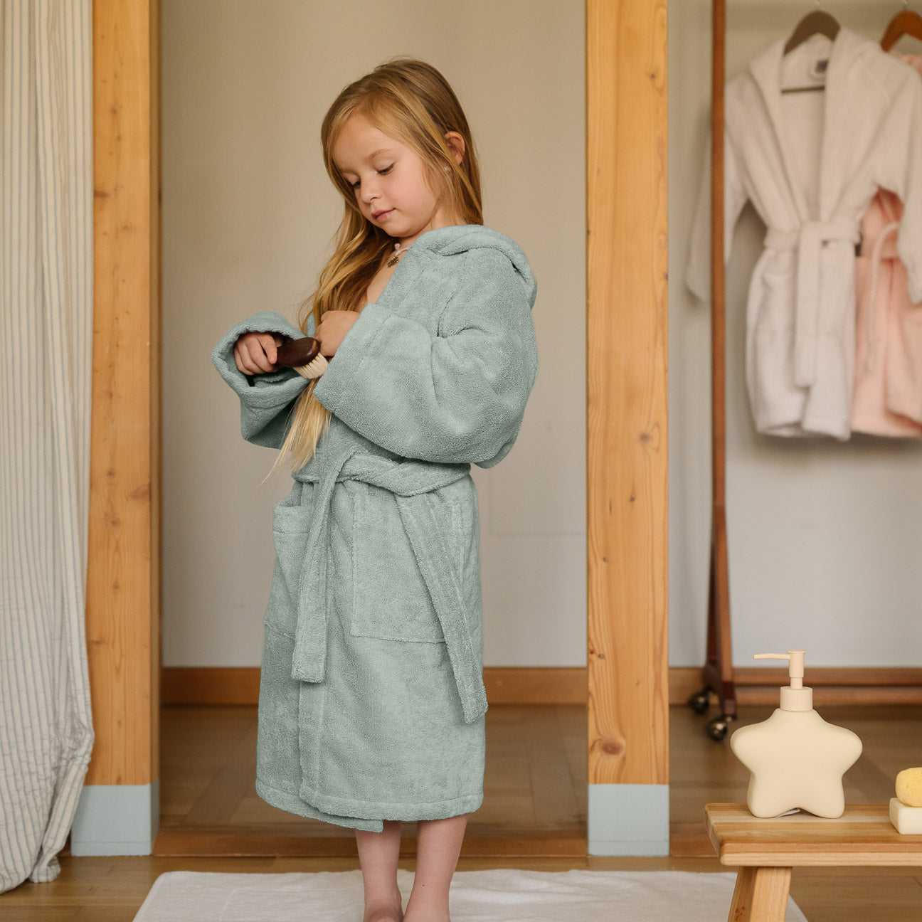 Accappatoio bimbi con cappuccio-Bath-Dalfilo-4-6 anni-Salvia-Cotone classico-Dalfilo IT