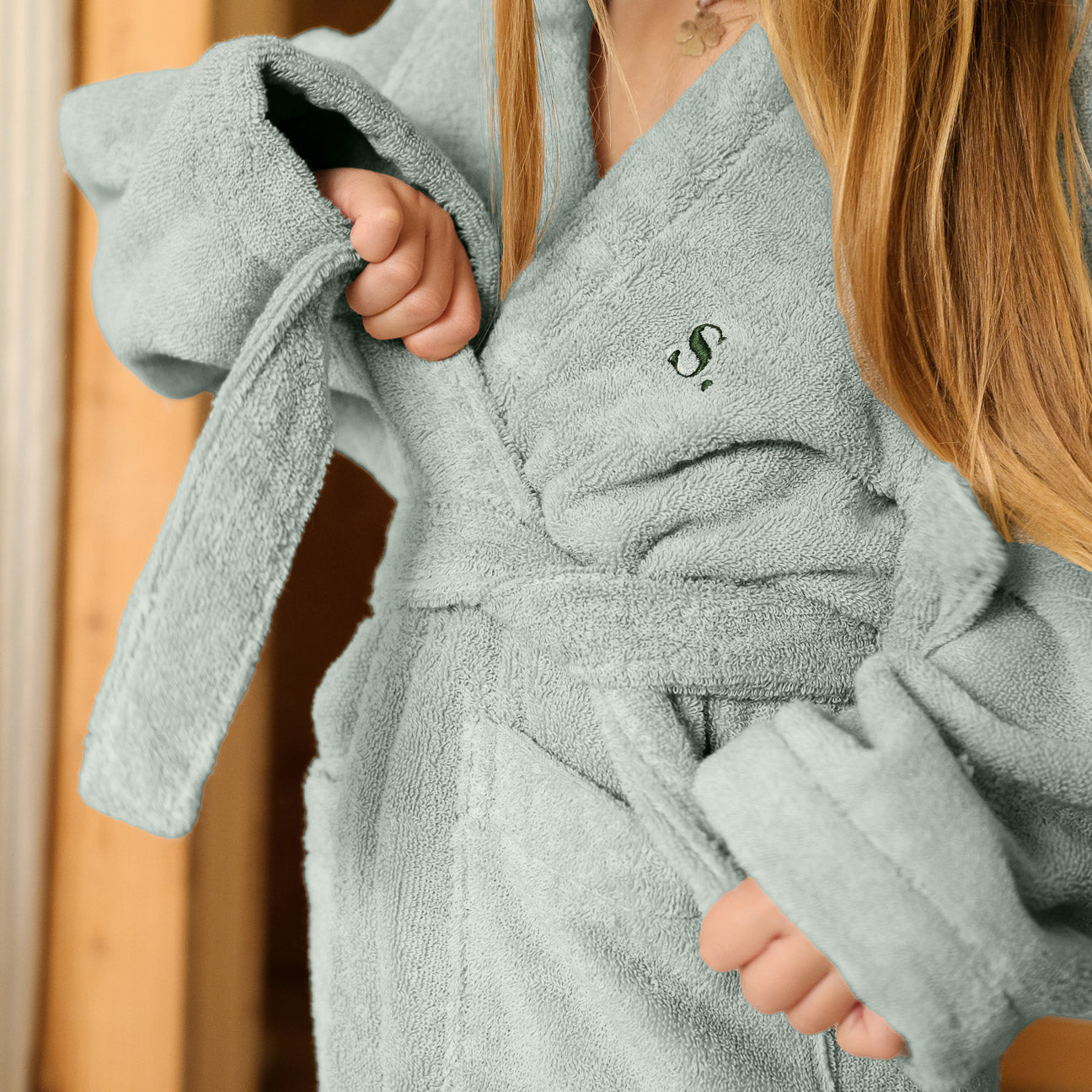 Accappatoio bimbi con cappuccio-Bath-Dalfilo-4-6 anni-Salvia-Cotone classico-Dalfilo IT