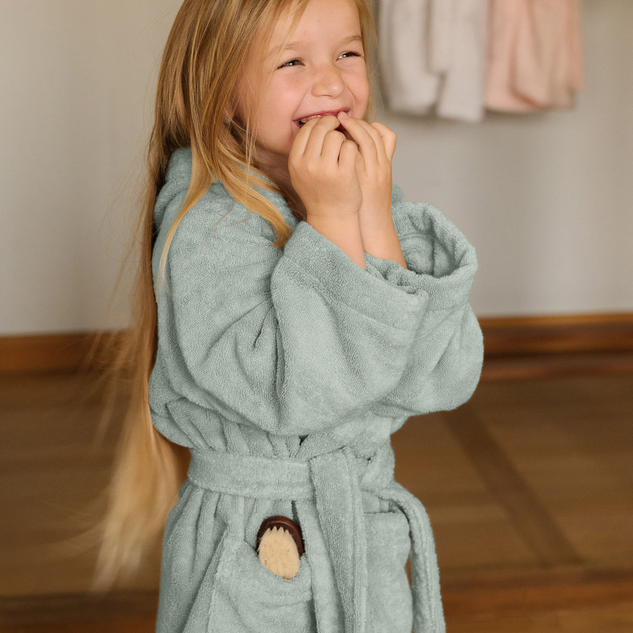 Accappatoio bimbi con cappuccio-Bath-Dalfilo-4-6 anni-Salvia-Cotone classico-Dalfilo IT