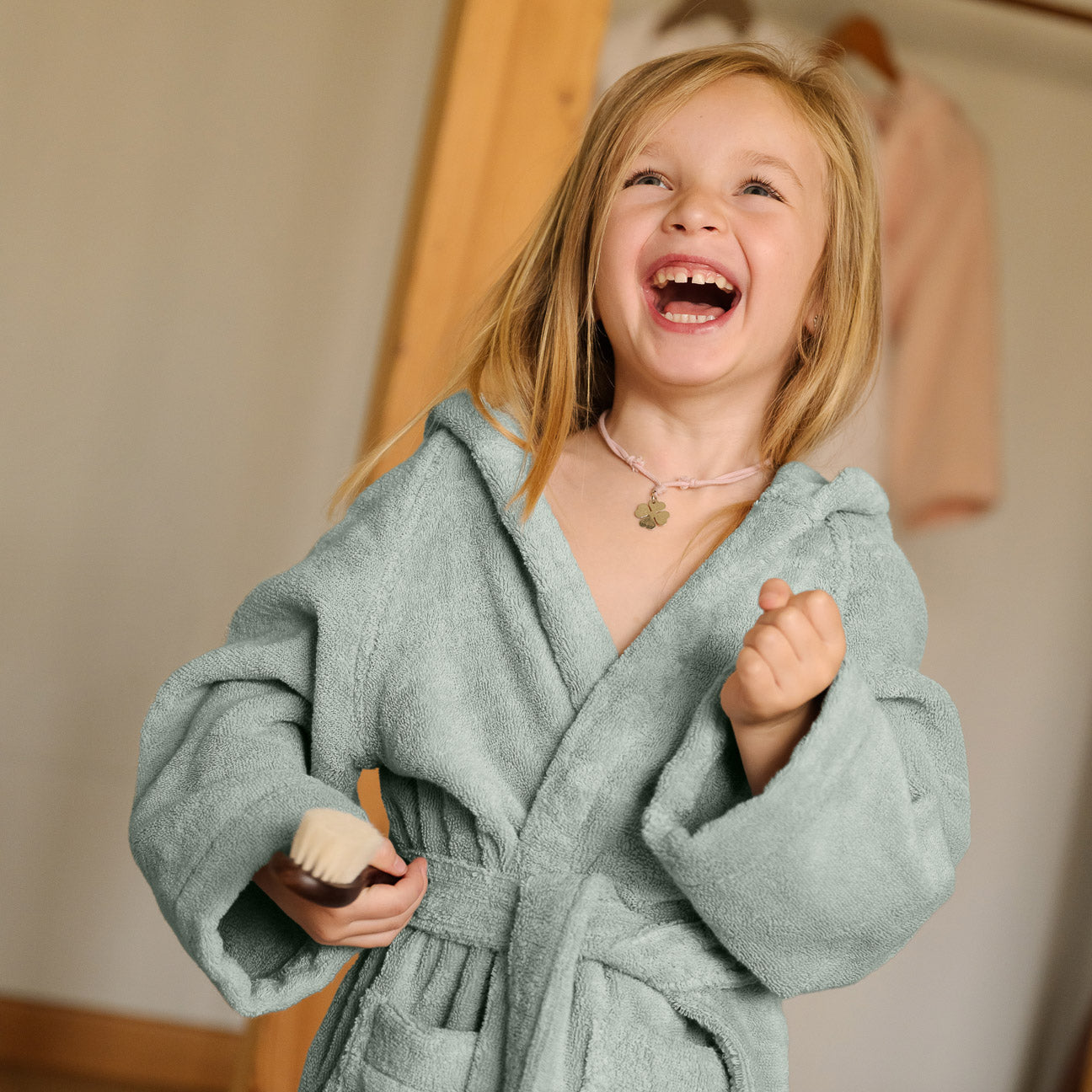 Accappatoio bimbi con cappuccio-Bath-Dalfilo-4-6 anni-Salvia-Cotone classico-Dalfilo IT