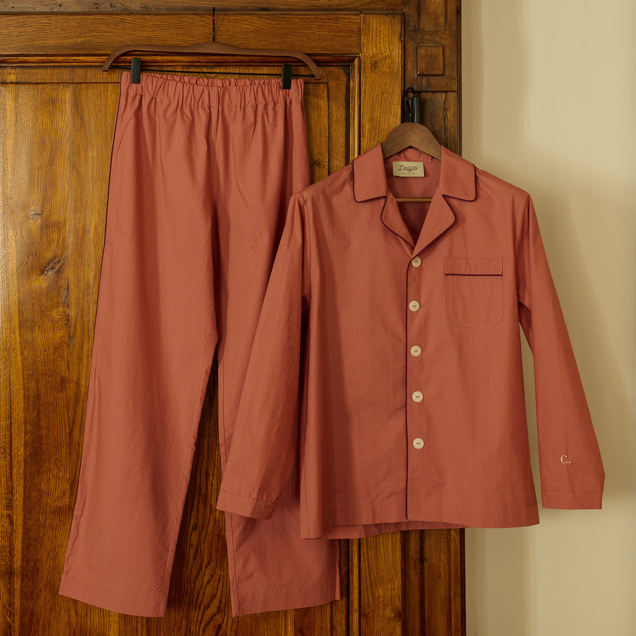 Pigiama in percalle lavato-Pajamas-Dalfilo-XS-Blush-Percalle lavato-Dalfilo IT