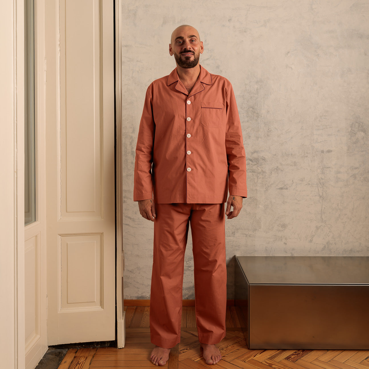 Pigiama in percalle lavato-Pajamas-Dalfilo-XS-Blush-Percalle lavato-Dalfilo IT