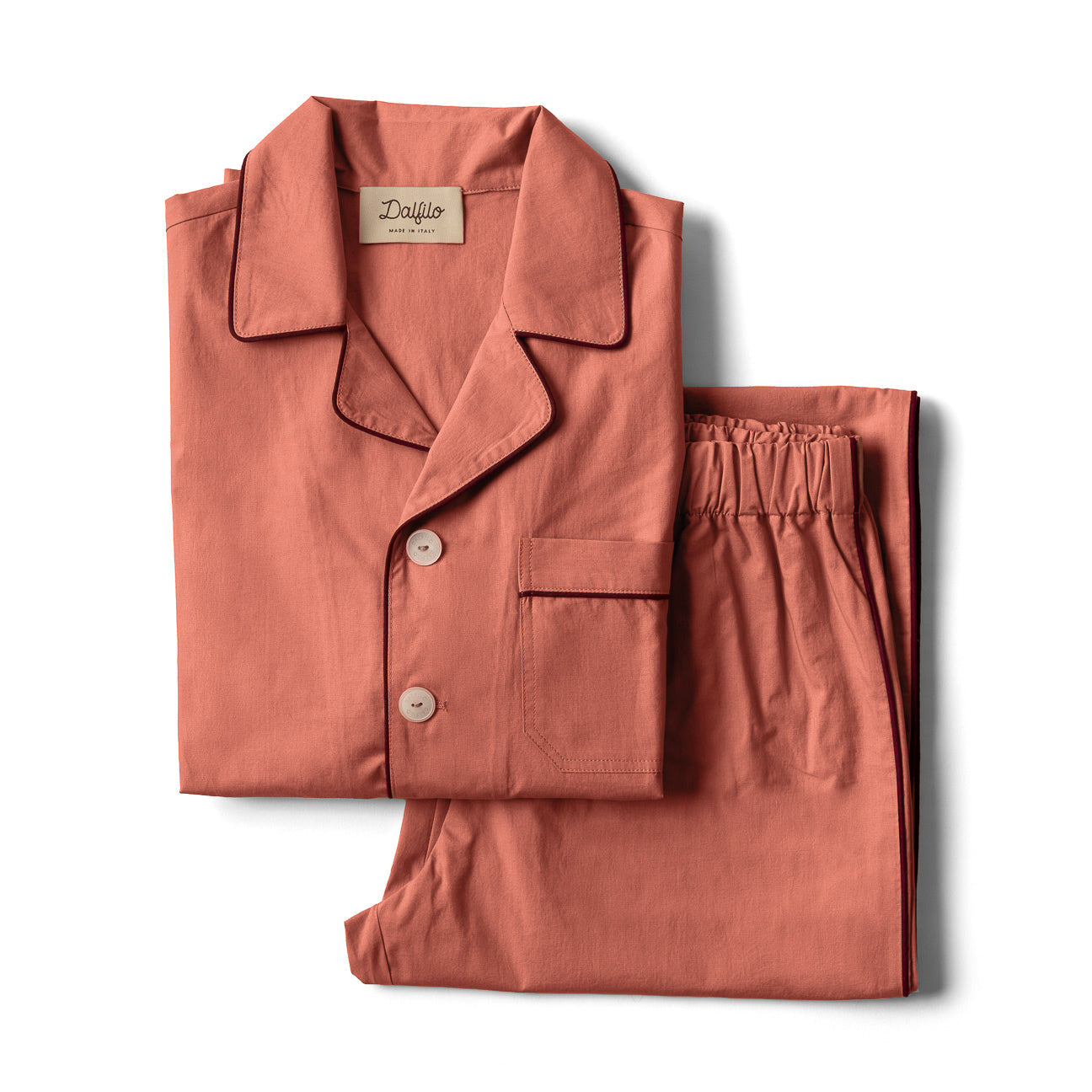 Pigiama in percalle lavato-Pajamas-Dalfilo-XS-Blush-Percalle lavato-Dalfilo IT