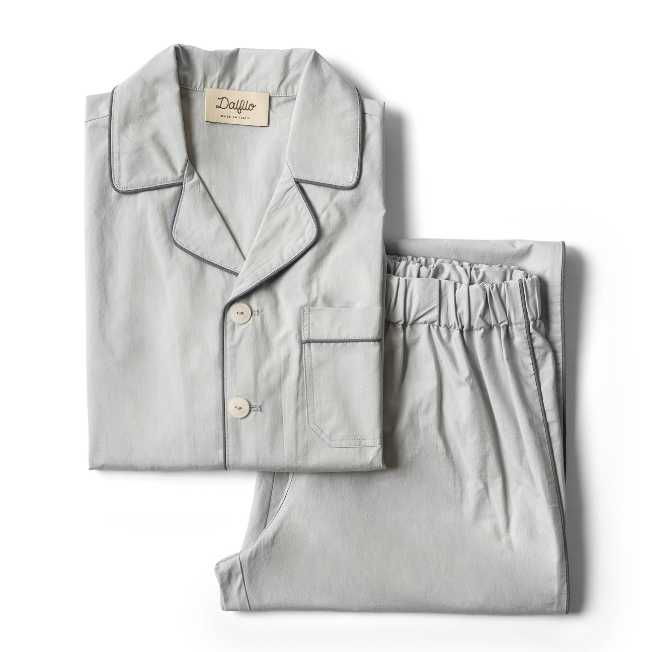 Pigiama in percalle lavato-Pajamas-Dalfilo-XS-Grigio perla-Percalle lavato-Dalfilo IT