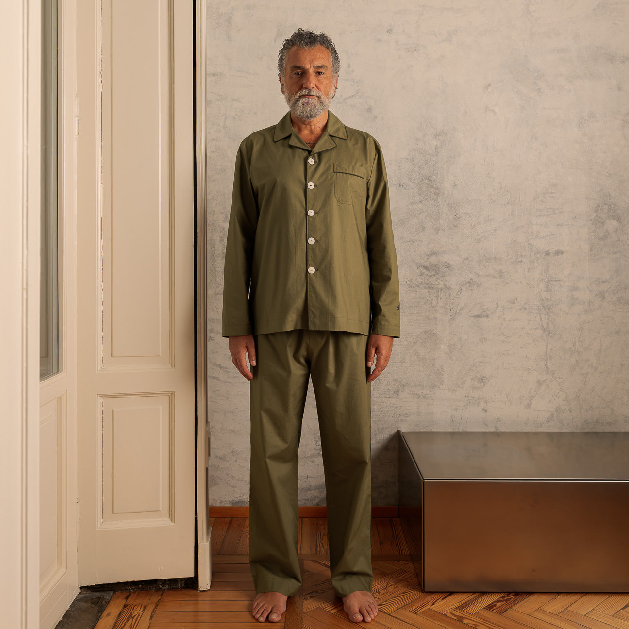 Pigiama in percalle lavato-Pajamas-Dalfilo-XS-Militare-Percalle lavato-Dalfilo IT