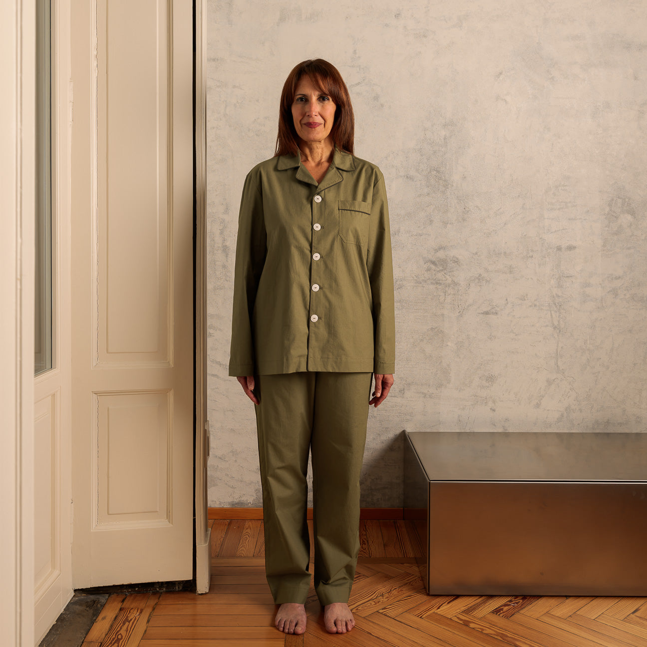Pigiama in percalle lavato-Pajamas-Dalfilo-XS-Militare-Percalle lavato-Dalfilo IT