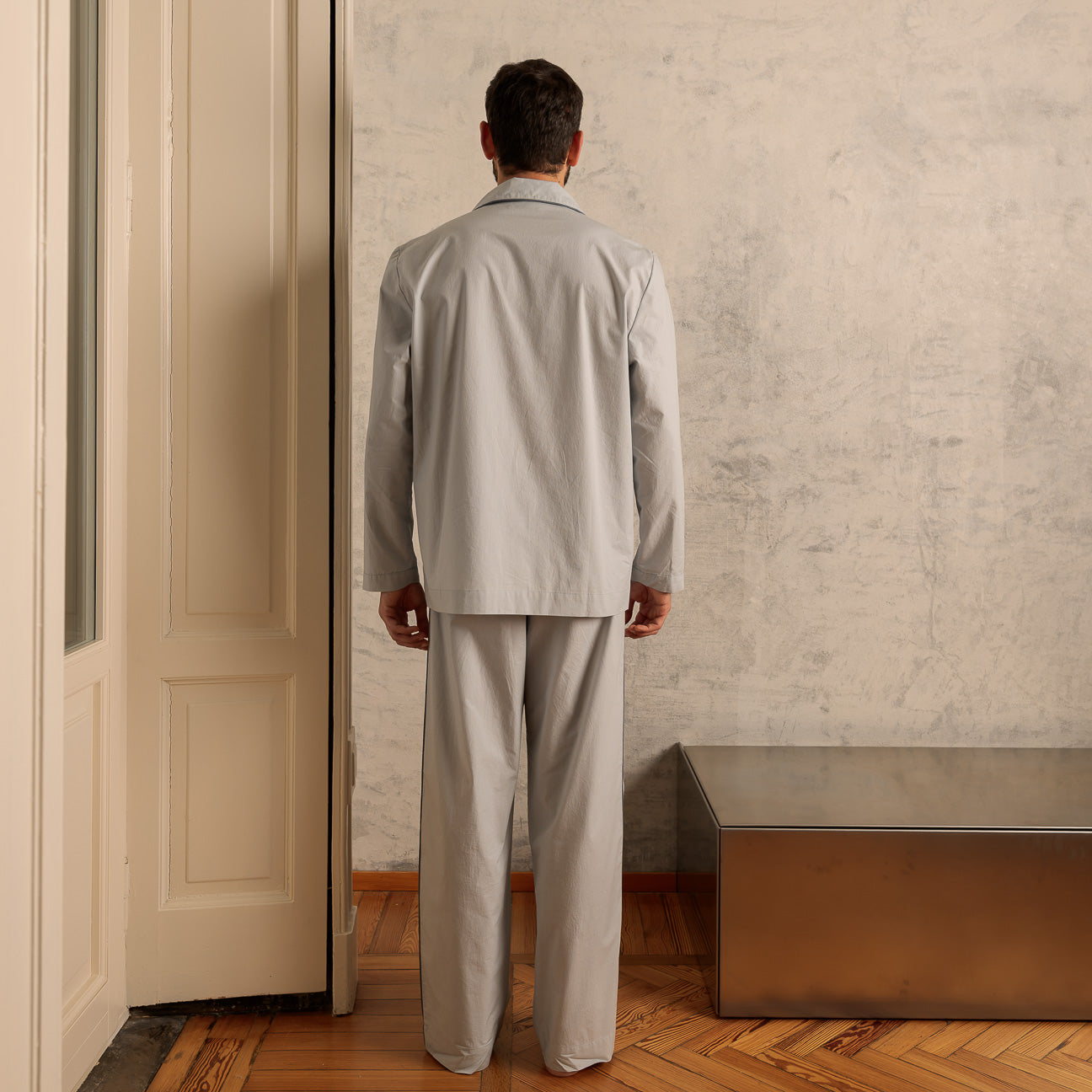 Pigiama in percalle lavato-Pajamas-Dalfilo-XS-Grigio perla-Percalle lavato-Dalfilo IT