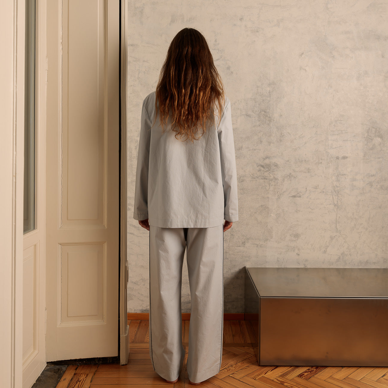 Pigiama in percalle lavato-Pajamas-Dalfilo-XS-Grigio perla-Percalle lavato-Dalfilo IT