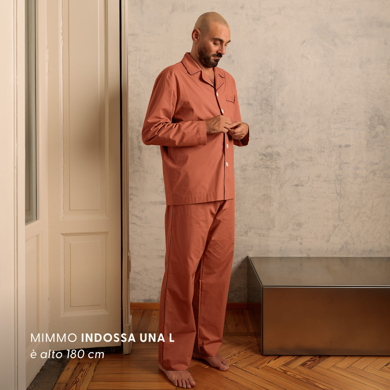 Pigiama in percalle lavato-Pajamas-Dalfilo-XS-Blush-Percalle lavato-Dalfilo IT