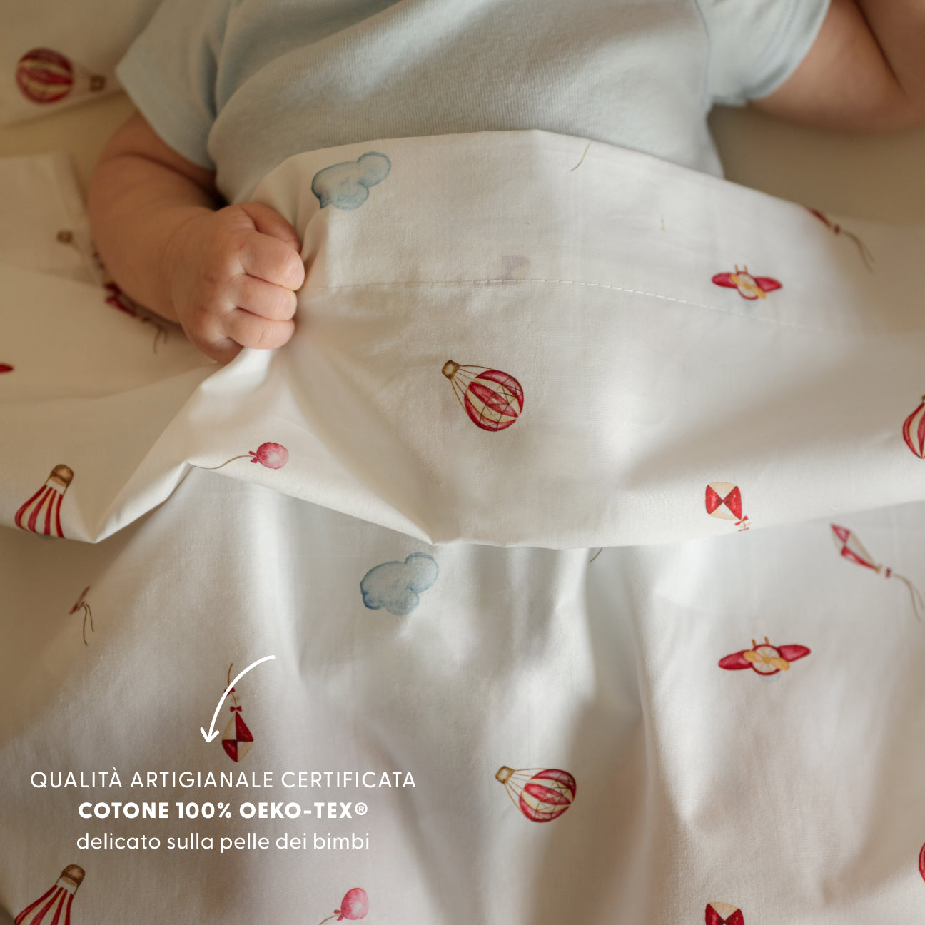 Completo lenzuola culla-Kids-Dalfilo-80x110 cm-Tra le nuvole-Percalle-Dalfilo IT