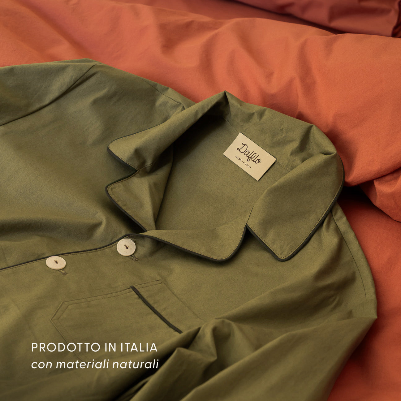 Pigiama in percalle lavato-Pajamas-Dalfilo-XS-Militare-Percalle lavato-Dalfilo IT