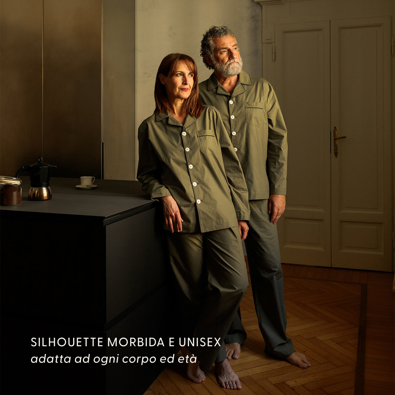 Pigiama in percalle lavato-Pajamas-Dalfilo-XS-Militare-Percalle lavato-Dalfilo IT