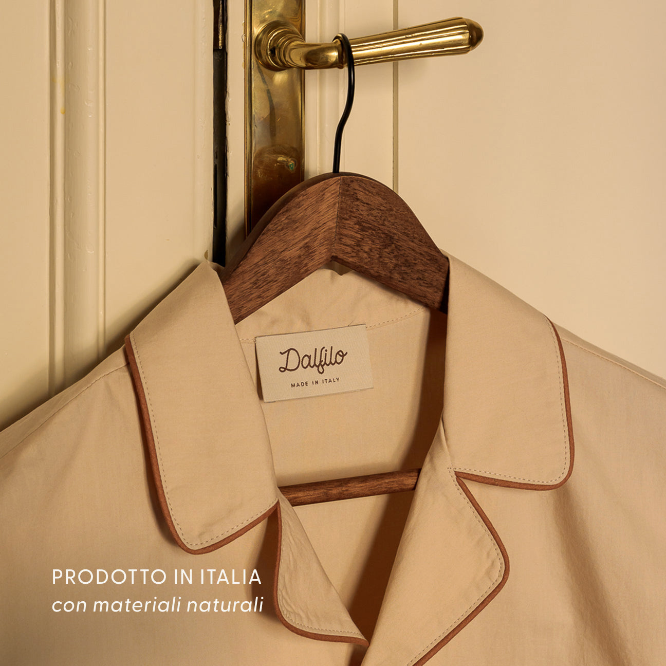 Pigiama in percalle lavato-Pajamas-Dalfilo-XS-Marrone caffellatte-Percalle lavato-Dalfilo IT